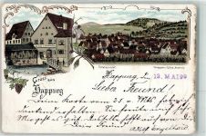 91230 W8569 Happurg 1899 Lithographie Gasthaus Zum schwarzen Ross