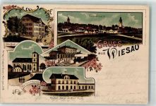 95676 W8597 Wiesau 1901 Lithographie Otto Bad Bahnhof Eisenbahn Fuchsmühl Wallfahrtskirche Hotel Bayrischer Hof
