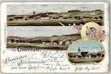 88179 W8999 Oberreute , Allgäu 1899 Lithographie Oberdorf Unterdorf Glückwunsch Neujahr