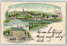 58730 W5758 Fröndenberg , Ruhr 1898 Lithographie Gasthaus Lücke Kriegerdenkmal Bahnpost Zug 198