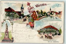 77731 W7608 Willstätt 1899 Lithographie Gasthaus Zur Krone Wilh. Groth Hauptstraße Kutsche Kriegerdenkmal Kinzig
