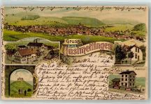 72458 W7470 Onstmettingen Lithographie Gasthaus Brauerei Zum Lamm Hohenzollern Bahnhof Eisenbahn villa