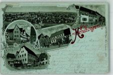 74747 W6963 Merchingen , Baden 1900 Lithographie / Mondschein Apotheke Gasthaus Zum Hirsch Zum Adler Zum Lamm