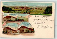 79777 W7899 Birkendorf , Schwarzw Gebrauchsspuren Gasthaus Zur Post Warengeschäft A. Blatter Gasthaus Johann Blatter Lithographie