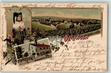79576 W7858 Ötlingen 1901 Lithographie Gasthaus Zum Ochsen Tracht