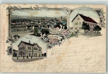 74743 W6966 Seckach Lithographie Bahnhof Gasthaus Zum Lamm