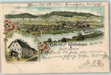 31860 W3254 Kirchohsen 1904 Lithographie Gasthaus Zur Krone Gustav Meyer