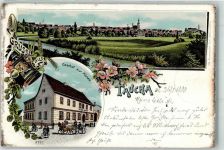 04425 O7127 Taucha b Leipzig 1899 Lithographie Gasthaus Zur Münze Kutsche
