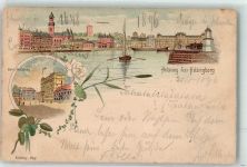 Helsingborg Hälsingborg 1896 Lithographie Hafen Leuchtturm Hotel Mollberg