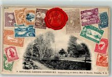 Dunedin Prägedruck Briefmarken Siegel Botanischer Garten
