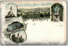 36358 W6422 Herbstein FOTO KEINE AK Ev. Kirche Gasthaus Zum Deutschen Haus Gustav Ganß Alter Festungsturm Kapelle im Wald Lithographie