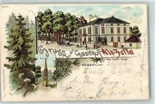 01683 O8255 Nossen 1900 Lithographie Gasthaus Alt-Zella Walter Ziegs Betsäule