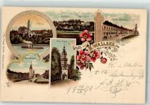 3312 Wallsee 1898 Lithographie Schloss Marktplatz