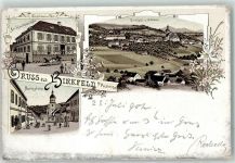 8190 Birkfeld 1902 Lithographie Gasthaus zur Post Marktplatz