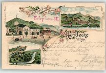 58313 W5804 Herdecke , Ruhr 1899 Lithographie Hotel Zweibrücker Hof Teufelskanzel