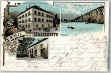 6465 Nassereith Gebrauchsspuren Gasthaus zur Post Nassreither See Lithographie