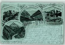 6458 Vent 1902 Winterlithographie Gasthaus Tappeiner
