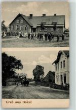 25364 W2205 Bokel b Elmshorn 1913 - Dorfstraße Bäckerei Fuhrwerk Fahrrad Bauernhof