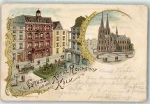 50667 W5000 Köln Esch/Auweiler 607 1896 Lithographie Hotel Reichshof Pferdestraßenbahn Kölner Dom