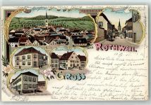 79235 W7818 Oberrotweil 1901 Lithographie Biergasthaus Gasthaus zum Bären Geschäftshaus Güller