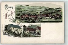 59846 W5768 Hachen , Sauerl Lithographie Burgruine Mühle Gasthaus zur Post