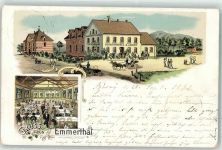 31860 W3254 Emmerthal , Niedersachs 1897 Lithographie Bahnhofs-Hotel Jaeger Speisesaal
