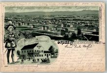 01809 O8312 Heidenau , Sachs Lithographie Trompeter Schlösschen Fabrik