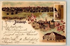 04874 O7293 Belgern b Torgau 1899 Lithographie Roland-Säule Export-Brauerei Gasthaus z. weissen Ross selten