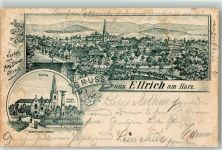 99755 O5503 Ellrich 1897 Lithographie Kirche Kaiser Friedrich Denkmal Vorläufer Bahnpost Zug 43