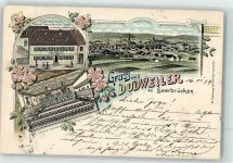 66111 W6600 Dudweiler , Saar 1899 Lithographie Gasthaus Kuhn Festsaal
