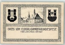 01844 O8355 Neustadt , Sachs 1921 Sonderstempel Elbgau Sänger-Bundesfest Lyra Wappen
