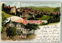01778 O8246 Lauenstein 1900 Lithographie Burg Hotel Stadt Teplitz
