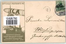 W6000 Frankfurt am Main Ballon Berge Vögel Off. Postkarte Nr 2 ILA 1909