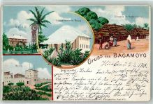 Bagamoyo 1913 Lithographie D.O.A.G. Gouvernements Messe Boma Schwarzafrikaner