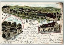 01737 O8223 Tharandt 1898 Lithographie Hartha Gasthaus M. Schirner Geschäft E. Feodor Vörtler
