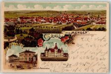 88512 W7947 Mengen , Württ Lithographie Bahnhof & Restaurant Spital
