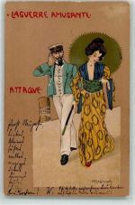 Laguerre Amusante Attaque sign Mraschka Geisha 1901 Künstlerkarte