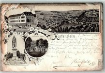 08118 O9509 Hartenstein b Zwickau 1898 Gebrauchsspuren Paul Fleming-Denkmal Hotel Rathskeller Garten Lithographie