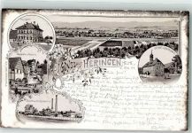 99765 O5504 Heringen , Helme 1899 Lithographie Postamt Rathaus Schloß Zuckerfabrik Obermühle