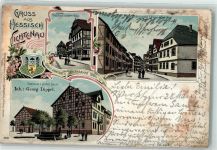 37235 W3436 Hessisch Lichtenau 1902 Gebrauchsspuren Gasthaus Zum Grünen Baum Georg Dippel Mittelstraße Lithographie