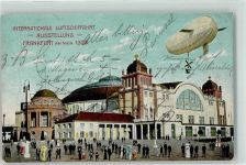 W6000 Frankfurt am Main Zeppelin Luftschiff Parseval Off. Postkarte Nr 5 ILA 1909 Lithographie
