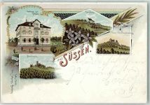 73054 W7334 Süßen 1896 Lithographie Staufeneck Gasthaus zum Pelikan Ramsberg Ruine Scharfenschlößchen