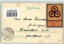 48361 W4413 Beelen 1900 Lithographie Gasthaus Horstmann Kath. Kirche Knabenschule Bahnhof Wurstfabrik Vignette später auf geklebt nicht von uns