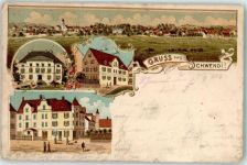 88477 W7959 Schwendi , Württ 1916 Gebrauchsspuren Marktplatz Gasthaus Lithographie