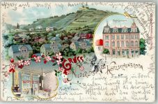 01445 O8122 Niederlössnitz 1898 Lithographie Cafe Lehmann Bahnpost Leipzig-Riesa Zg. 452