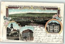 99759 O5501 Niedergebra 1903 Lithographie Kirche Rorner Hof Blauer Hof Bahnpoststempel