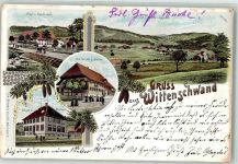 79837 W7821 Wittenschwand 1904 Lithographie Post Schule Rathaus Gasthaus zum Stern Tannenzapfen