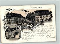 08294 O9407 Lößnitz 1901 Lithographie Gasthaus Deutsches Haus Saal