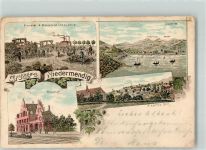 56743 W5442 Niedermendig , Kr Mayen 1899 Lithographie Brauerei & Mühlstein Industrie Bahnhof Laacher See Bahnpost Gerolstein
