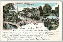 01454 O8107 Liegau-Augustusbad 1898 Lithographie Gasthaus Brechting Villa Klinge Schweizer Haus